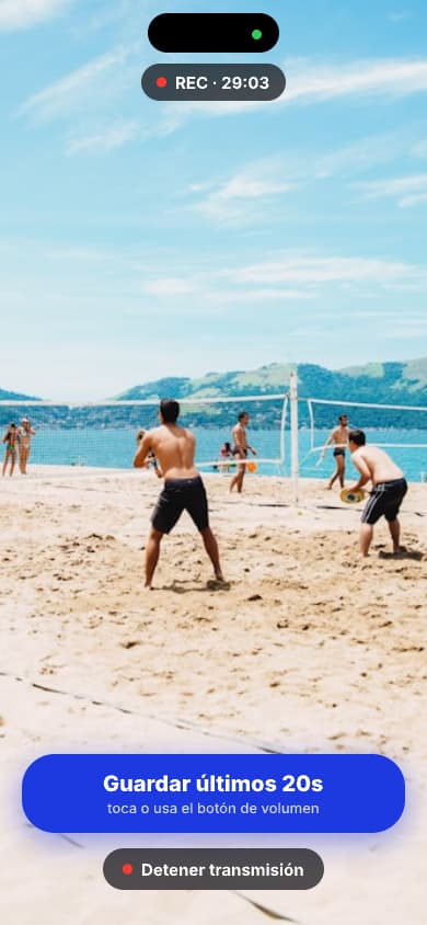 TapReplay capturando una jugada de beach tennis